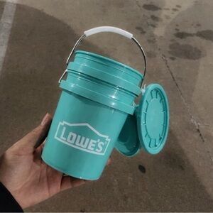 ✅LOT OF 10✅ Teal Mini Lowe's Bucket w/ Lid ✅VIRAL FAST SHIP✅